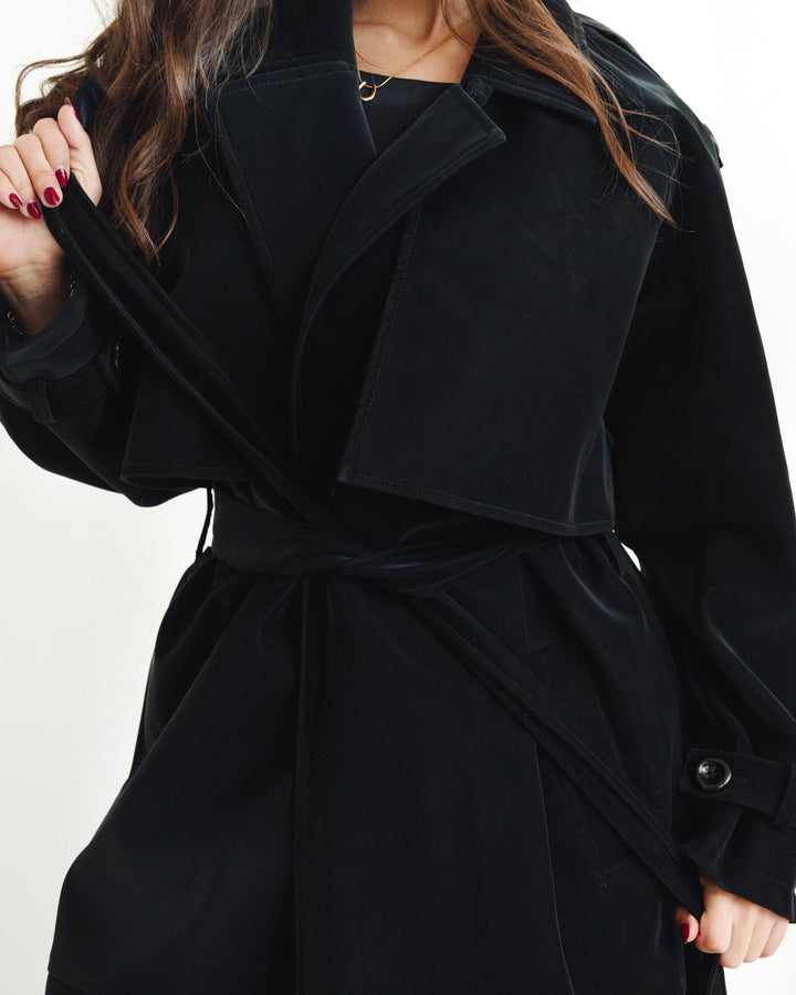 The Luxe Trench Coat in Black-Matte