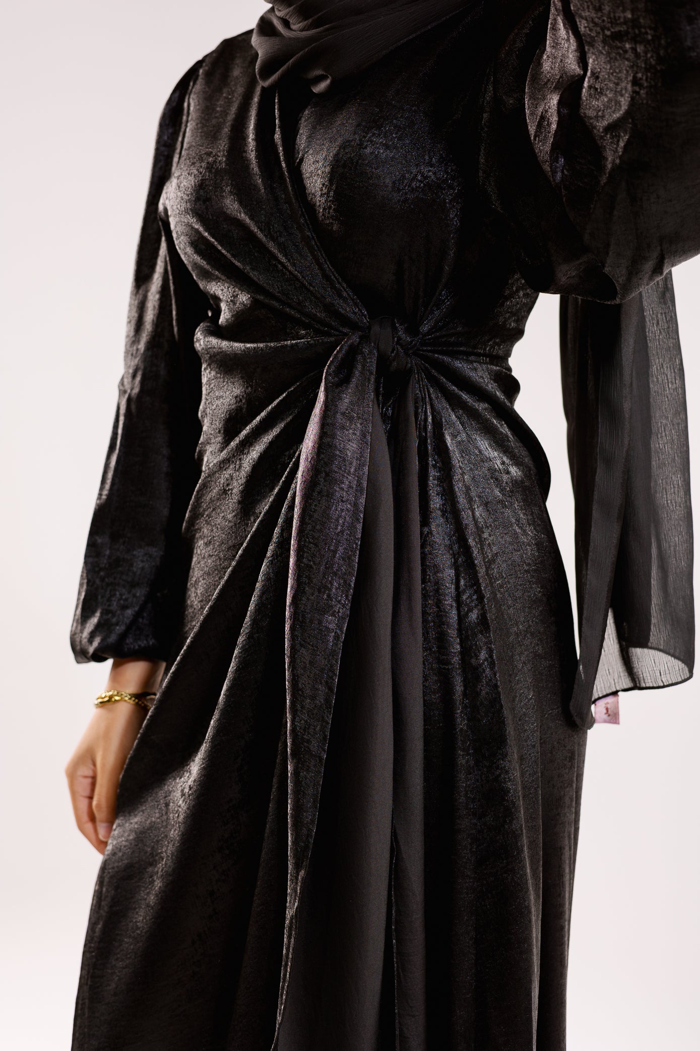 Shimmer Drape Gown in black