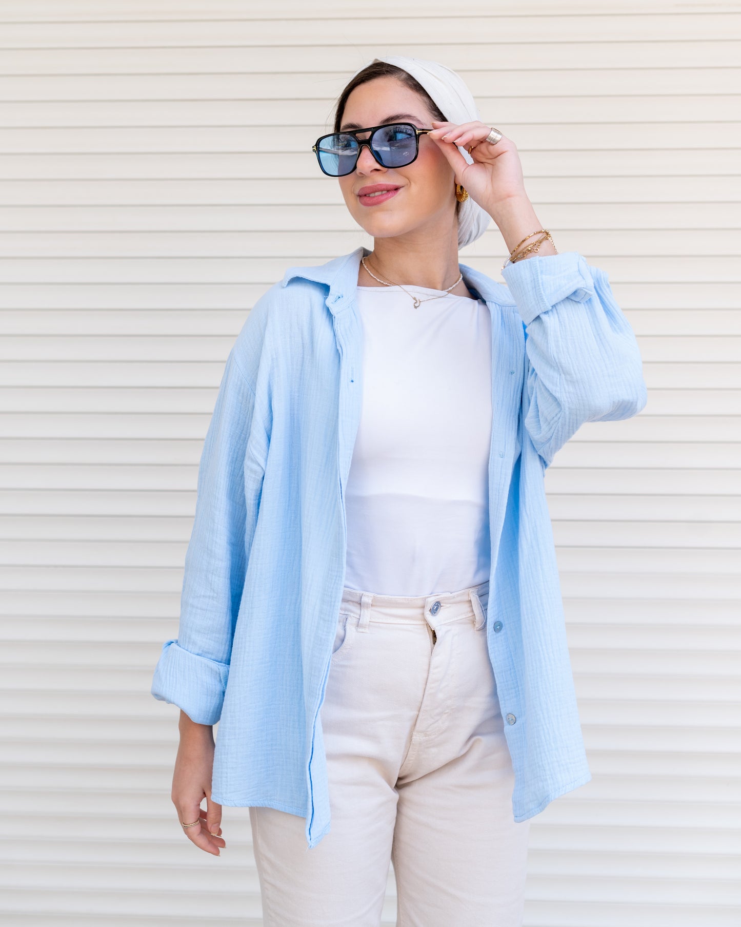 Fluffy shirt in babe blue