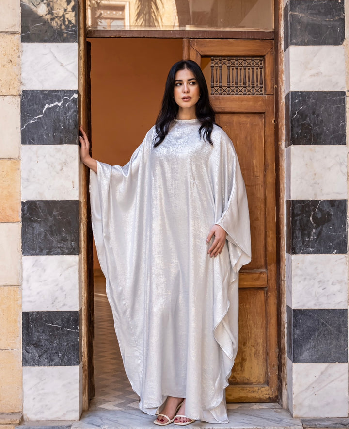Silver shimmery abaya dress