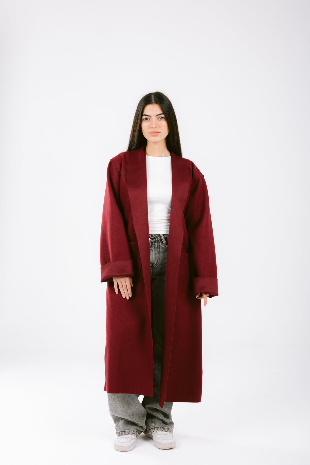 Wool Burgundy Coat