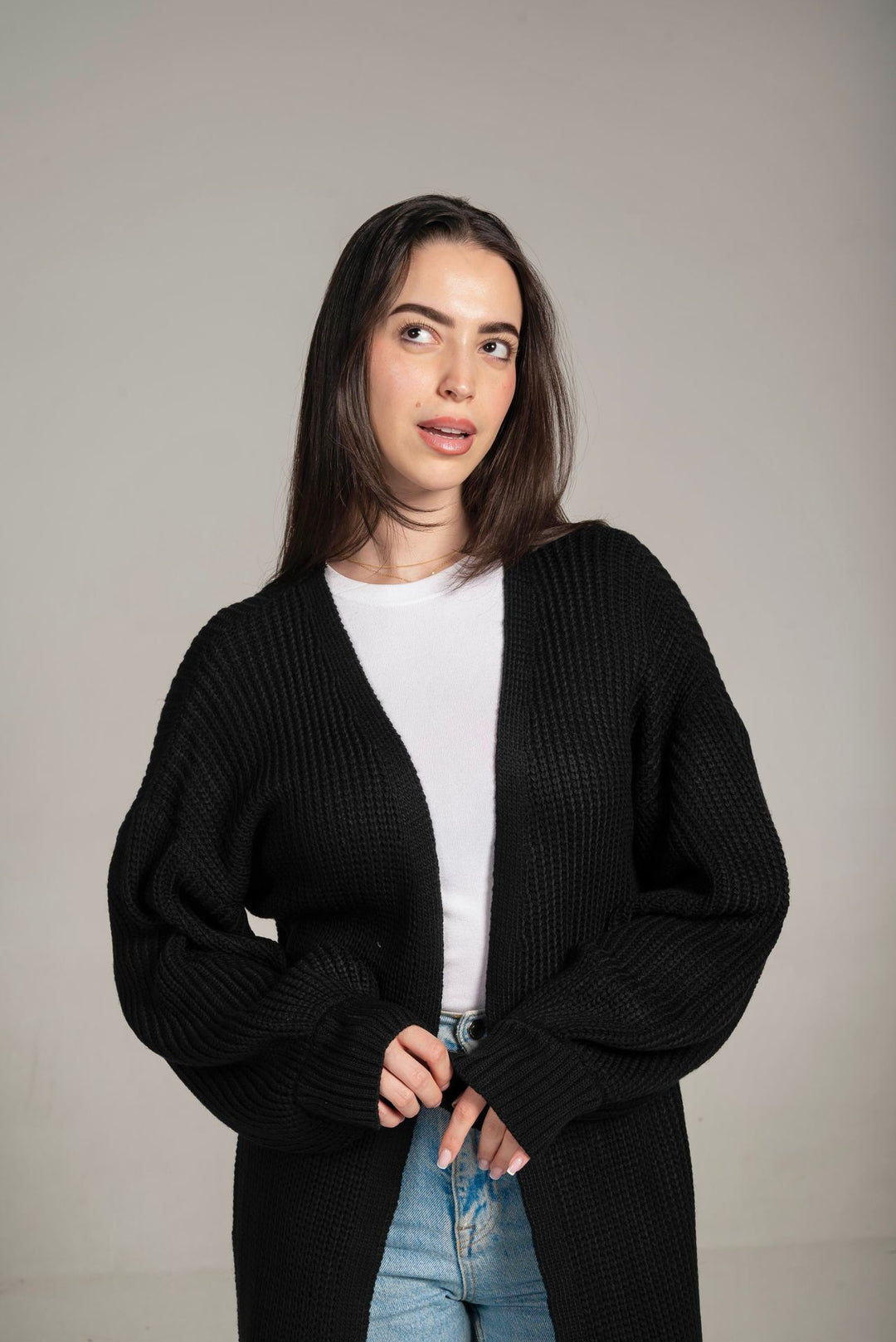 The Cozy Long Knit Cardigan In Black