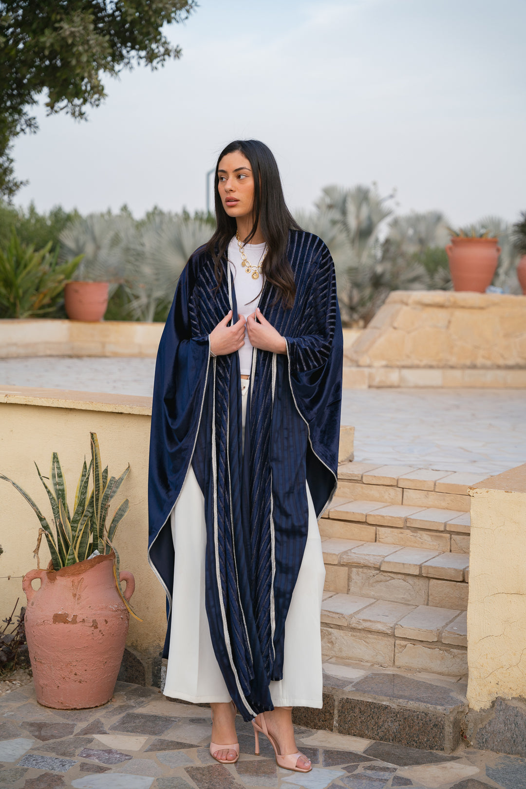 The Imperial Velvet Kaftan in royal blue