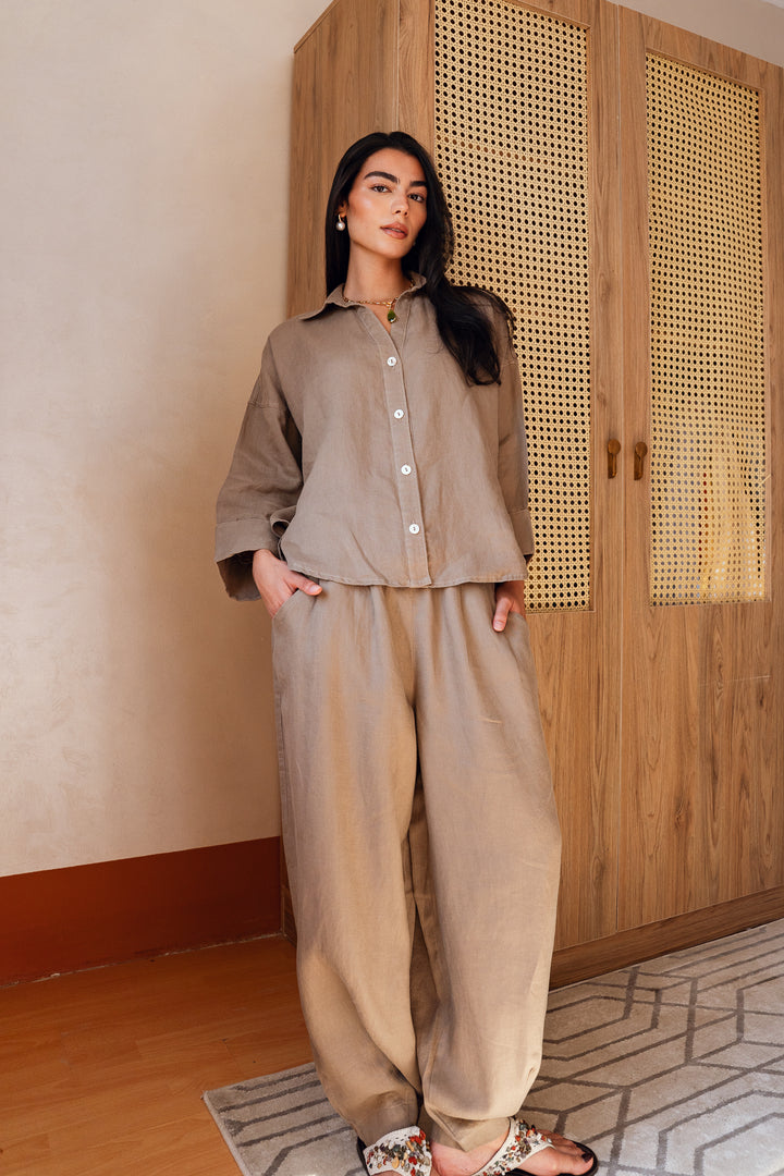 Loose muse shirt in greige