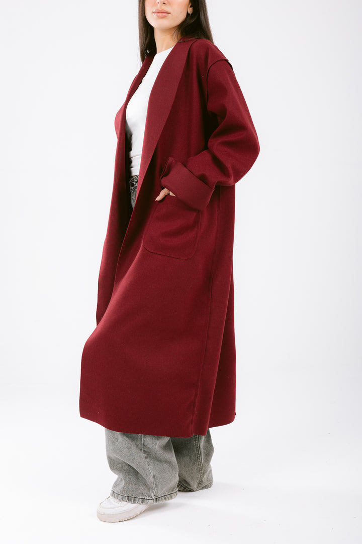 Wool Burgundy Coat