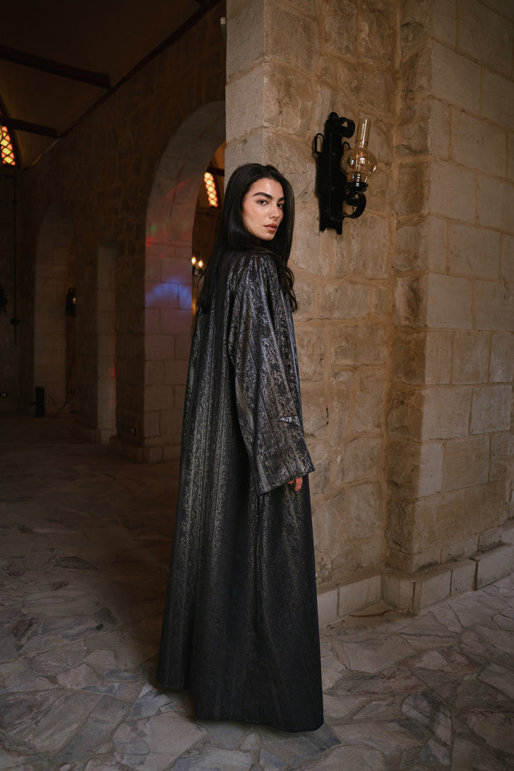 Emerald night cardigan in black-grey