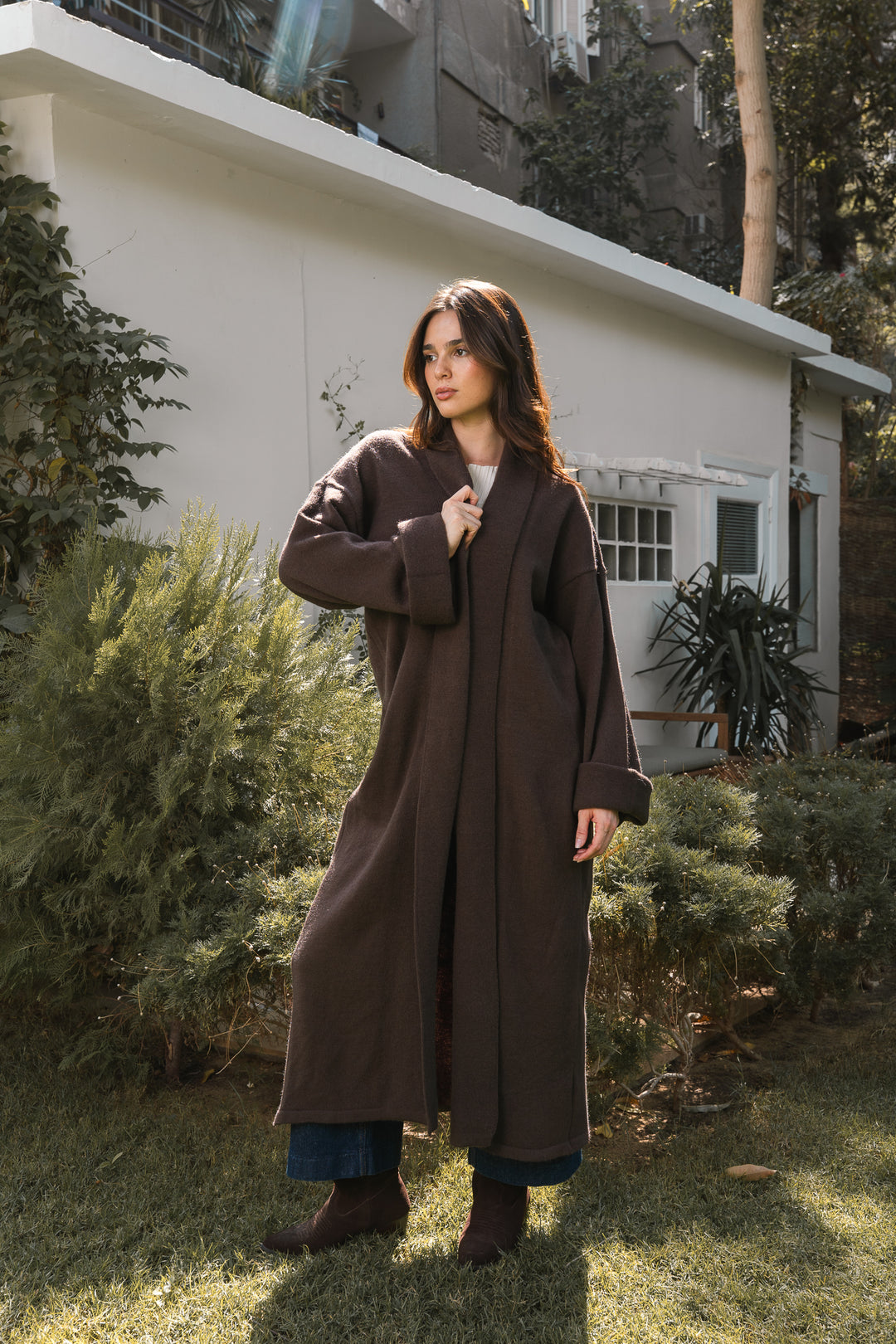 The Longline Cardigan – Dark Chocolate