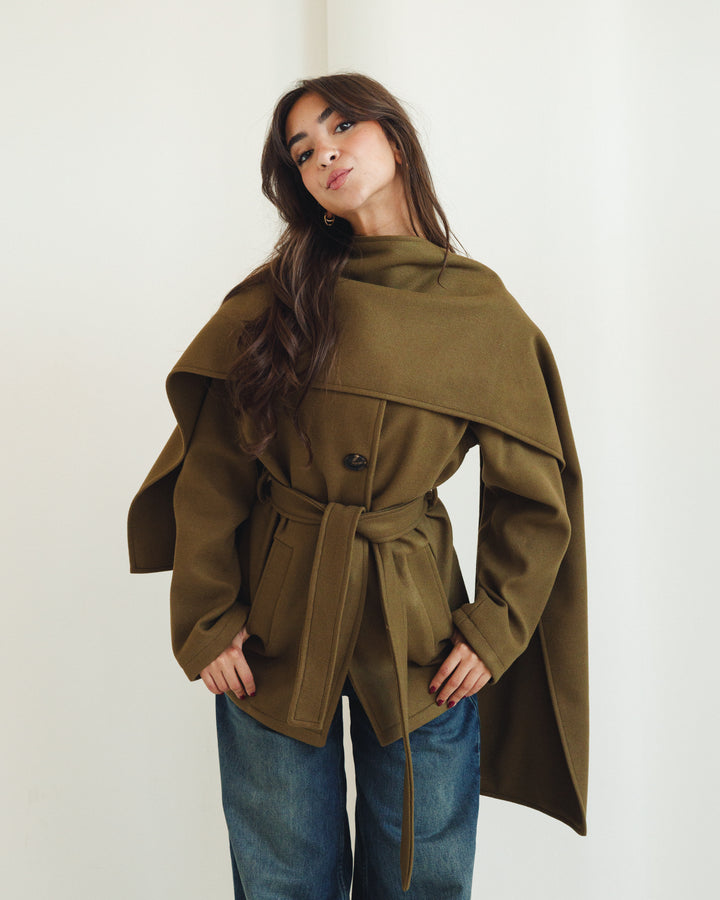 The Shawl Coat In Olive