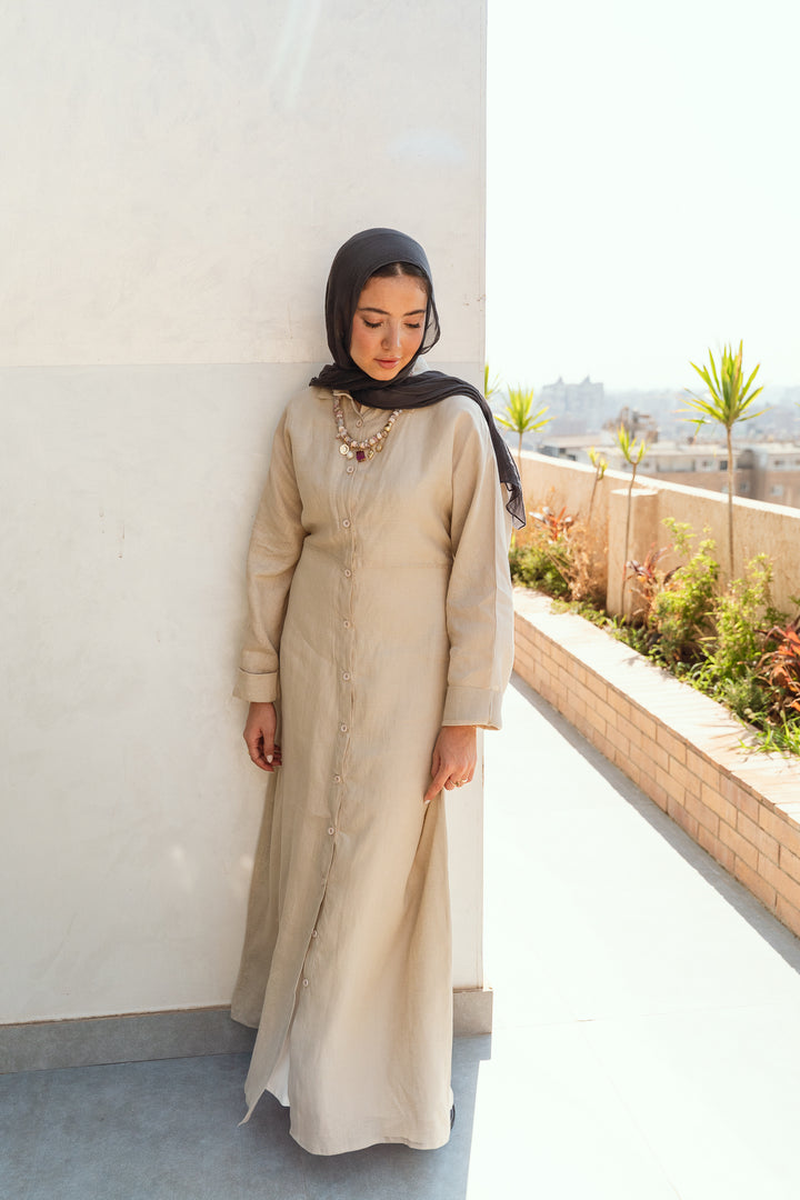 Pastel breeze linen dress in beige