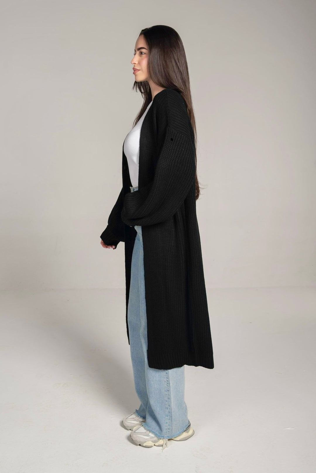 The Cozy Long Knit Cardigan In Black