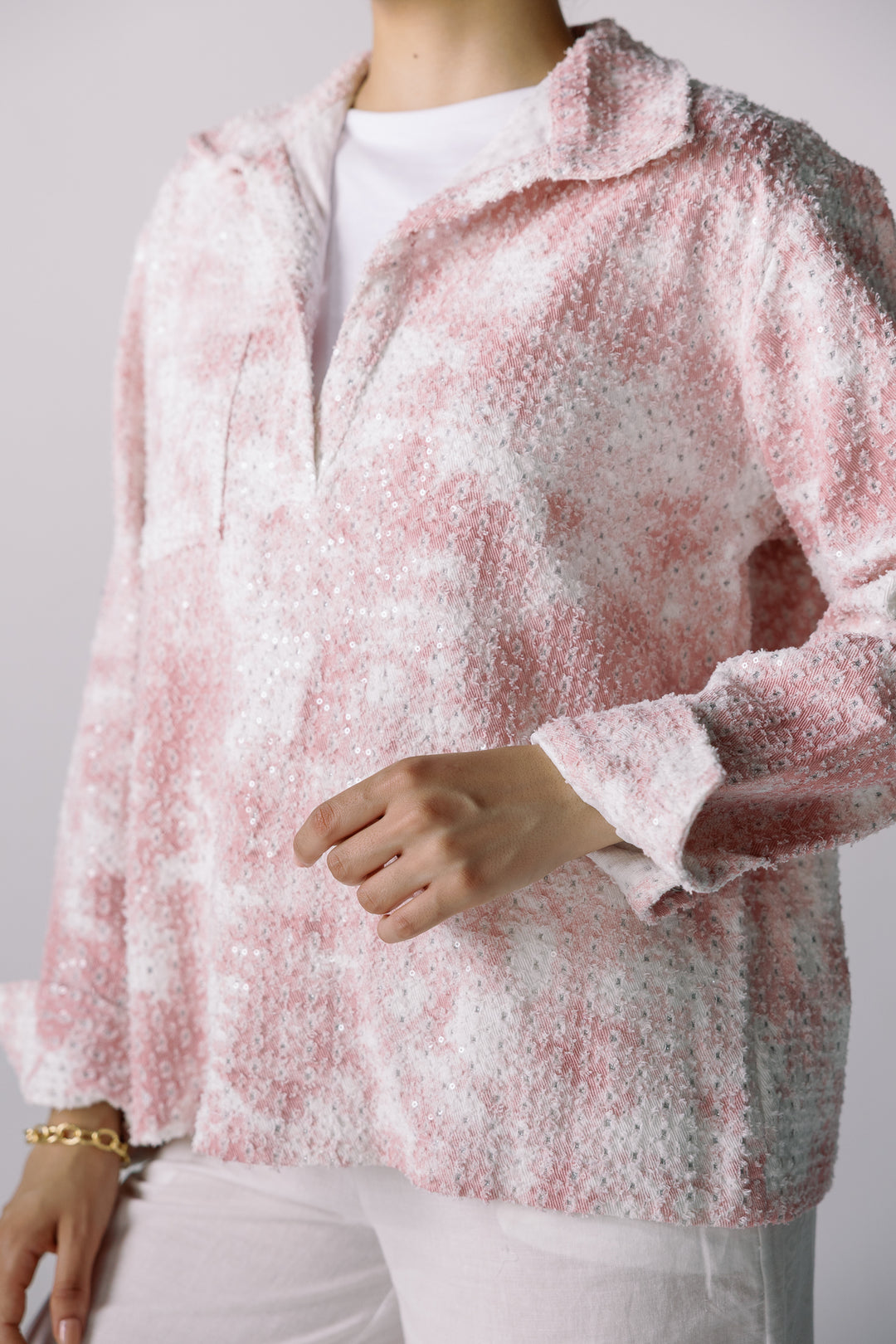 Denim over shirt in pink