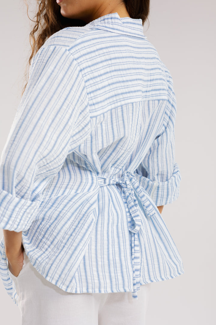 Twisted stripped shirt in light-blue