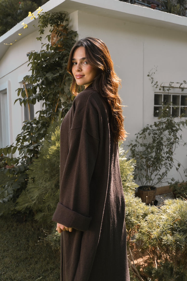 The Longline Cardigan – Dark Chocolate