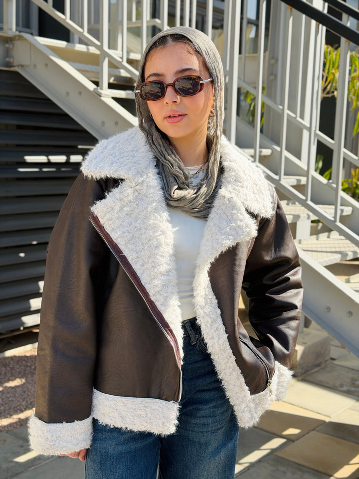 The Original Fur X Leather Jacket in Brown