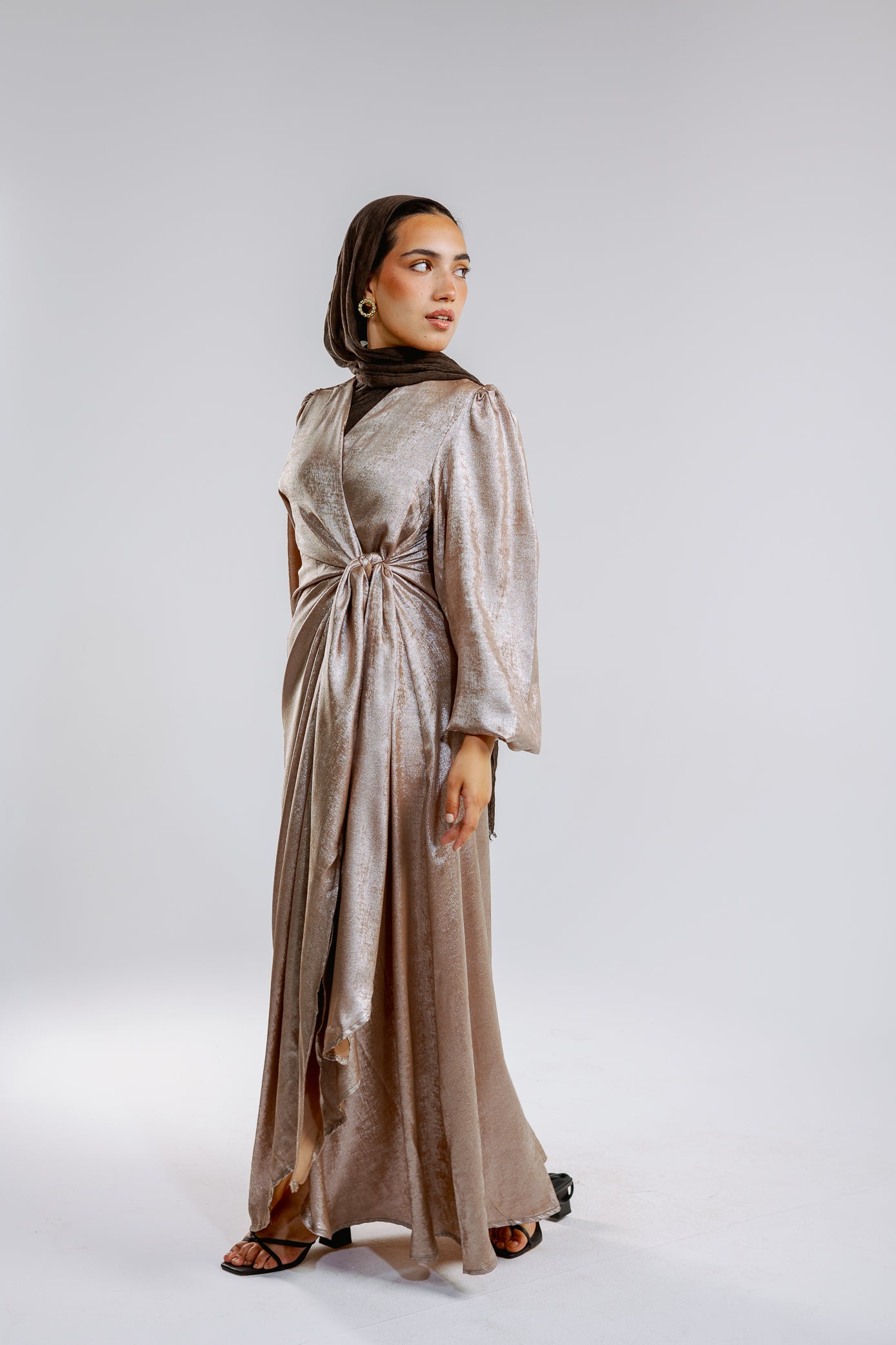 Shimmer Drape Gown in-gold