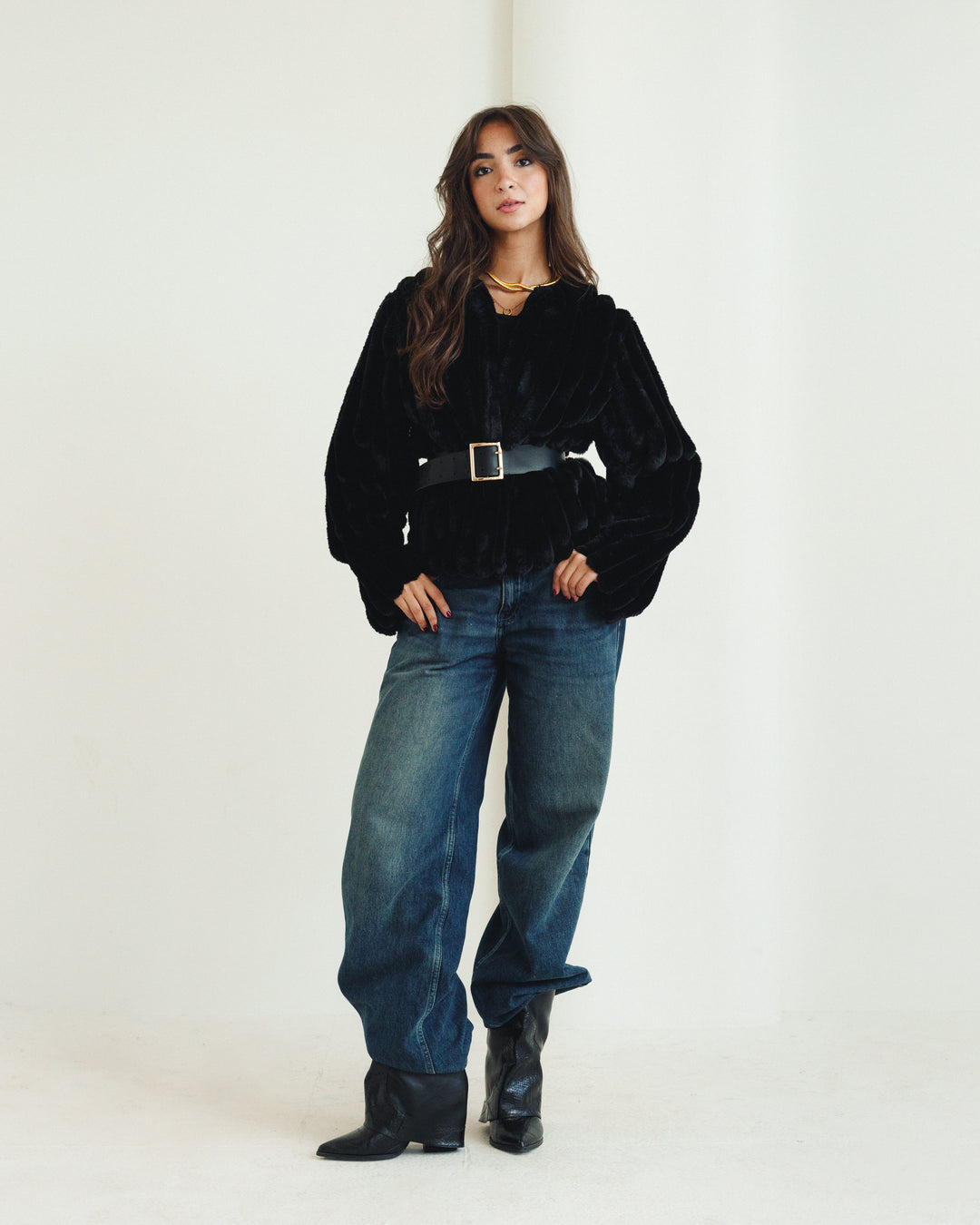 The Royal Fur Jacket in Black