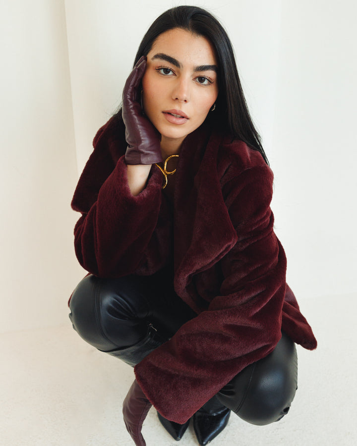 Soft Fur Jacket in Burgundy (Limited edition)