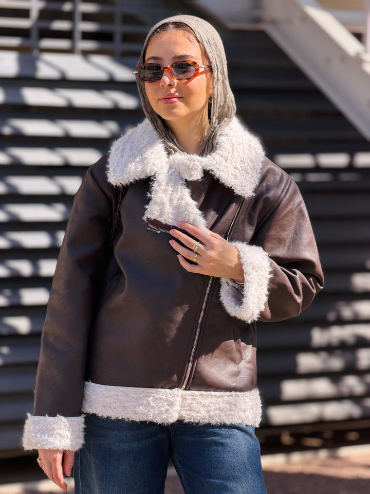 The Original Fur X Leather Jacket in Brown