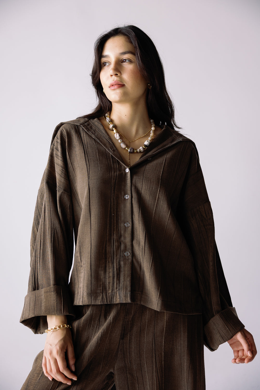 Sailor linen set in brown