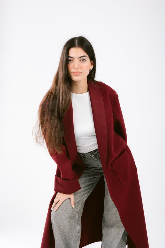 Wool burgundy coat