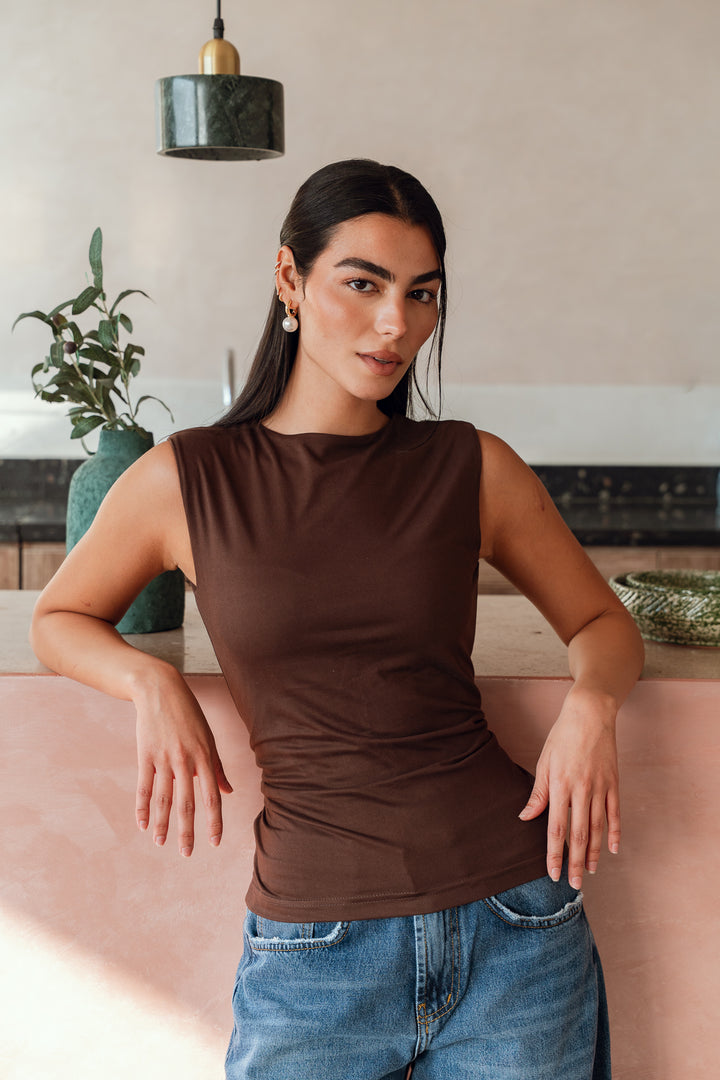 The Essential Tank Top In Brown
