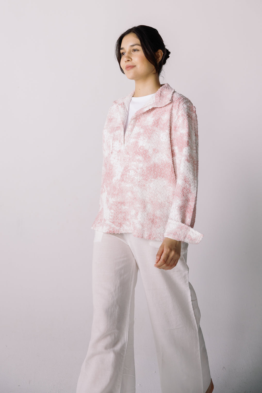 Denim over shirt in pink