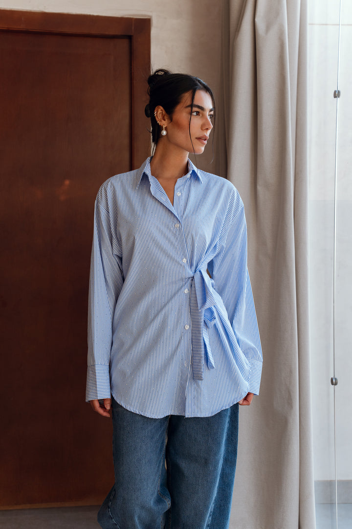 Crystal Tie Striped Shirt