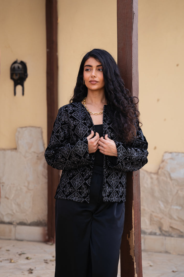 Soft power velvet blazer - silver