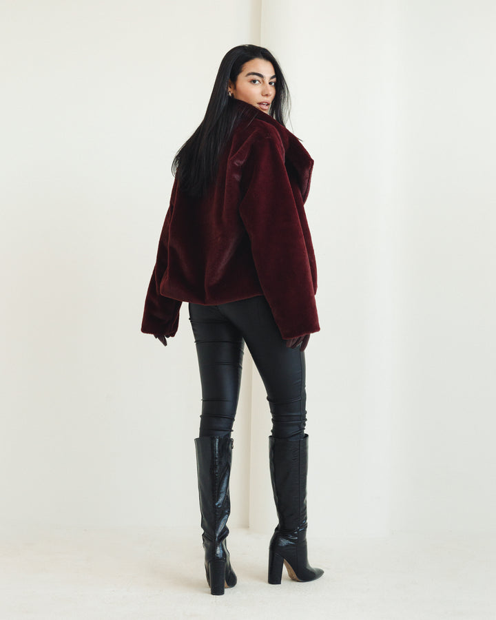Soft Fur Jacket in Burgundy (Limited edition)