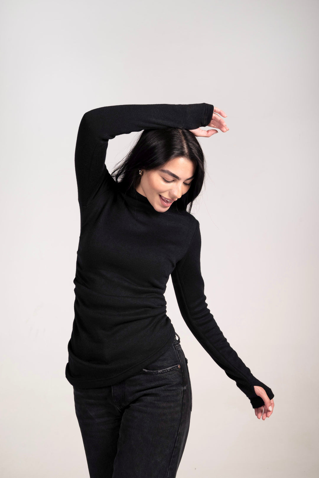 The Draped Soft Knit Top In Black