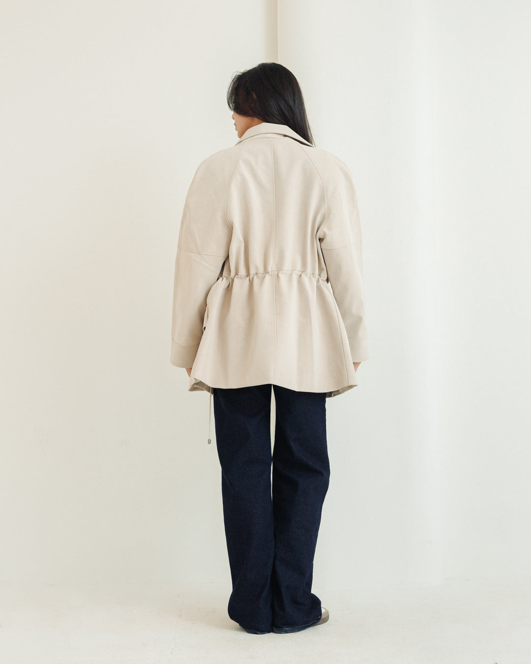 The Saddle Leather Jacket in Cream