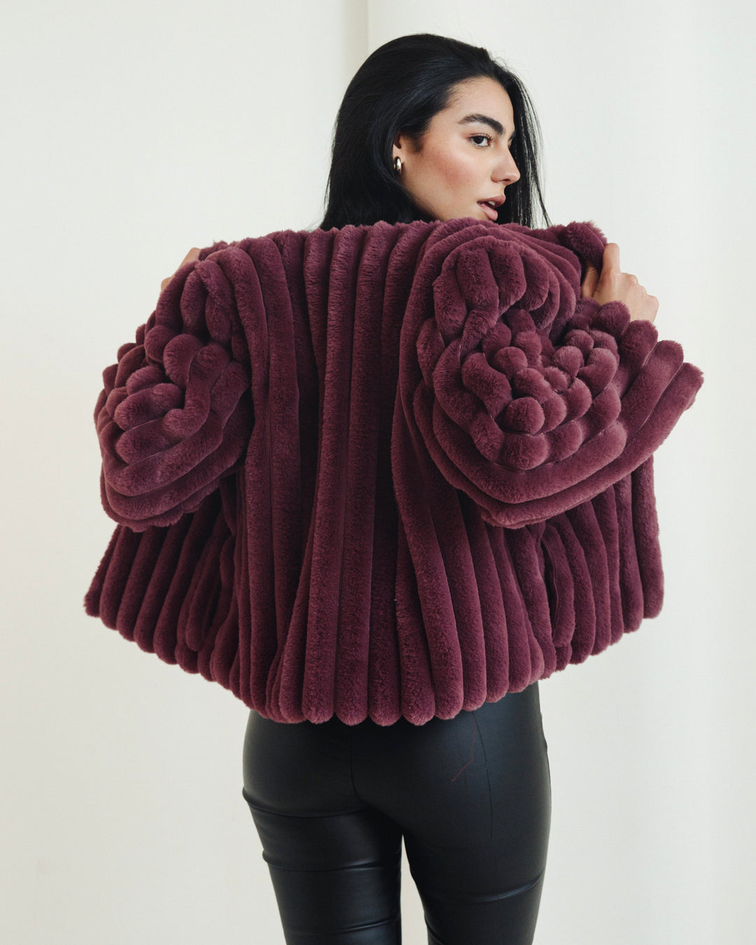 The Royal Fur Jacket in Deep Berry