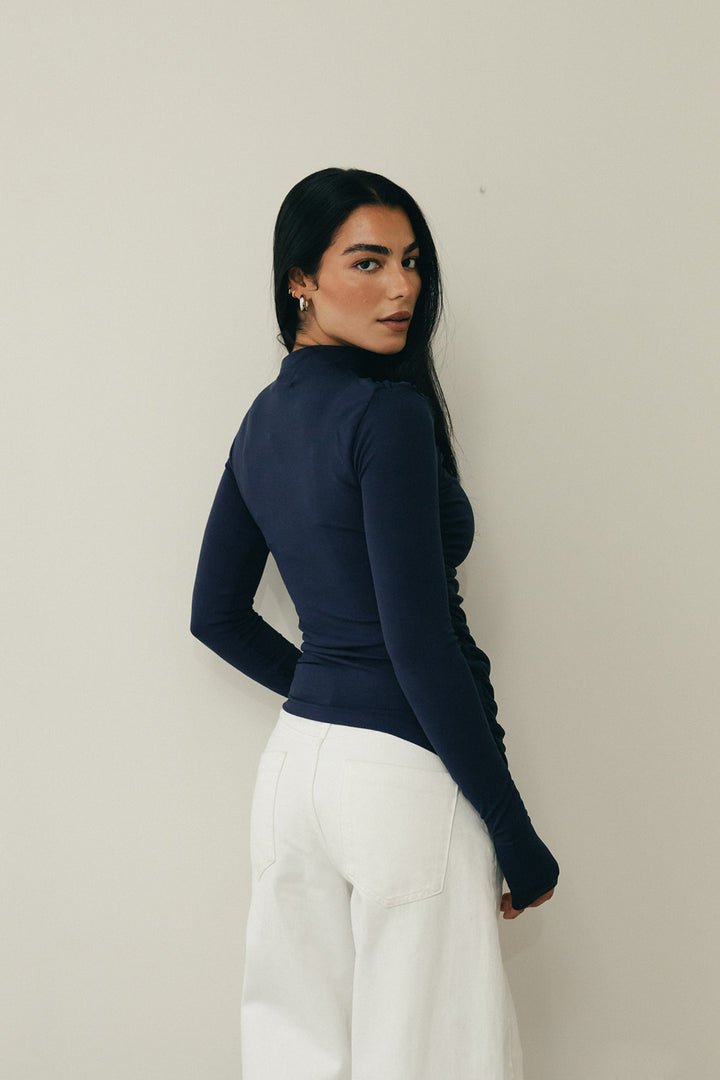 Draped Top In Navy Blue