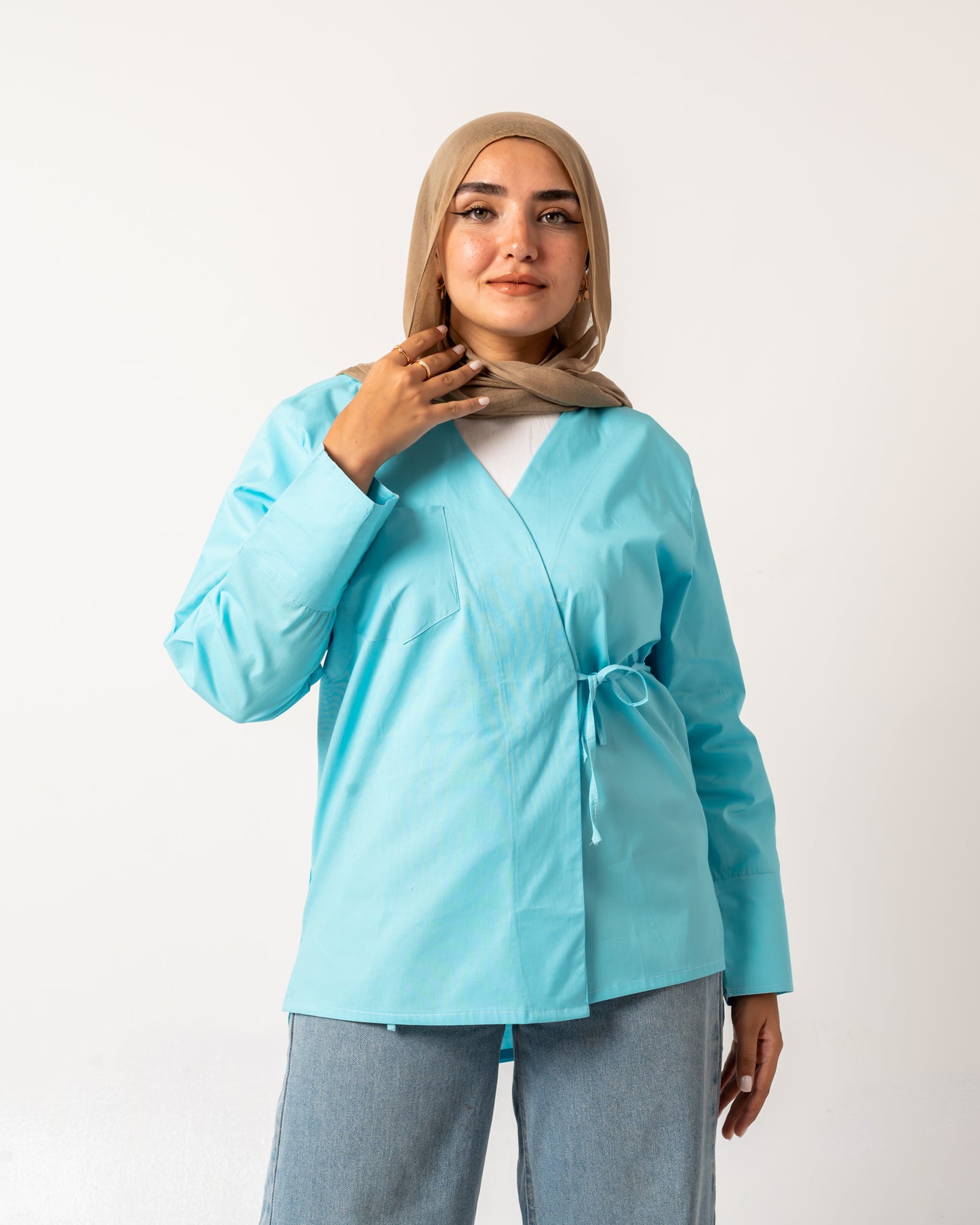 Wrap it up blouse in aqua