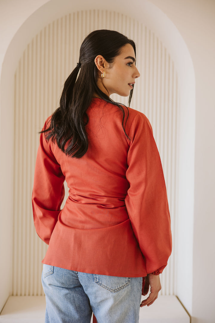 Palmer blouse in burnt orange