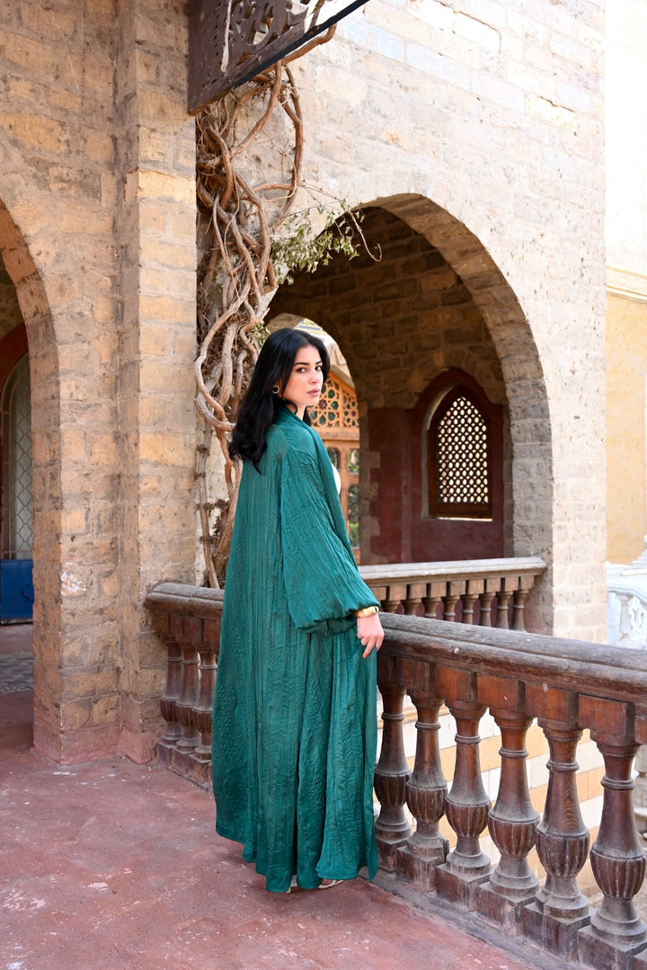 Khayal Cardigan In Emerald Green