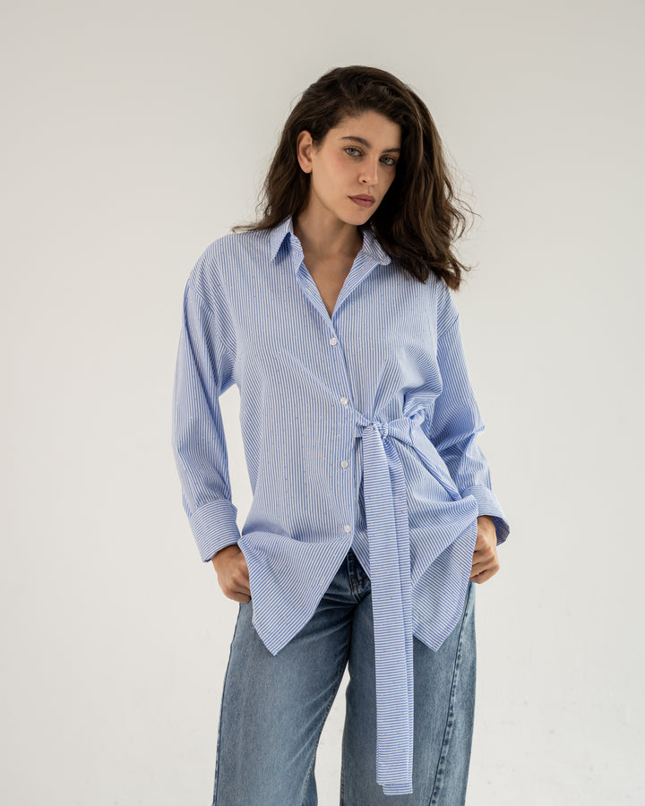Crystal Tie Striped Shirt