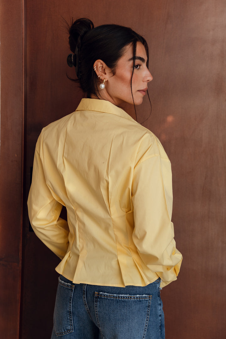 Popline flare shirt in yellow