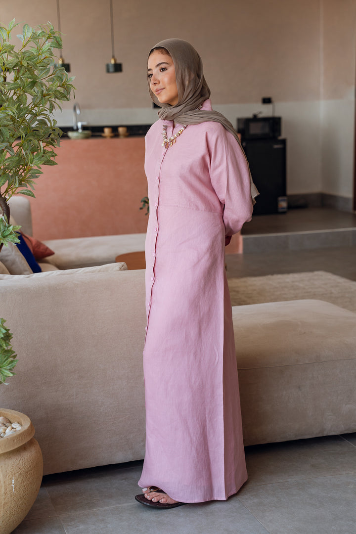 Pastel breeze linen dress in pink