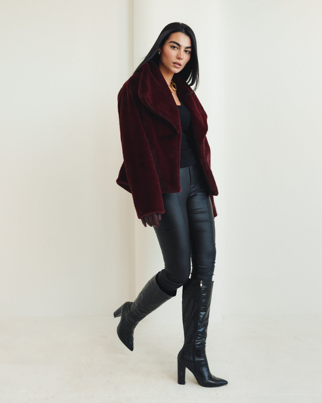 Soft Fur Jacket in Burgundy (Limited edition)