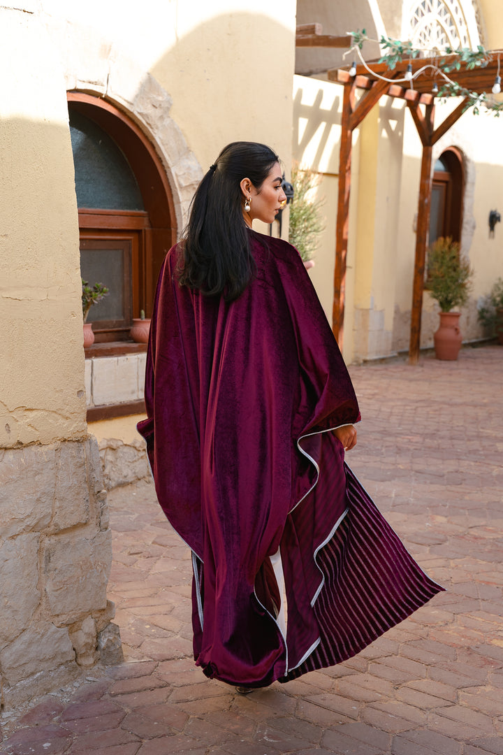 The Imperial Velvet Kaftan In Burgundy