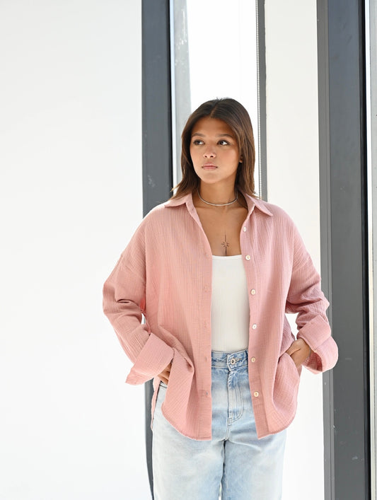 Fluffy shirt in nude-blush
