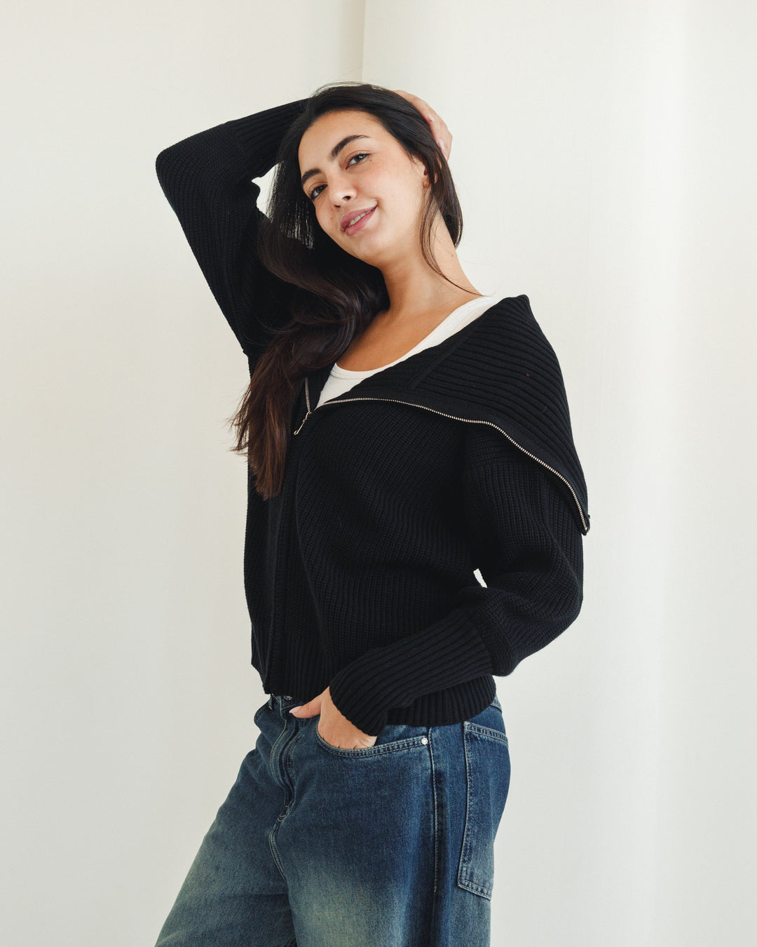 Chunky Knitted Jumper In Black