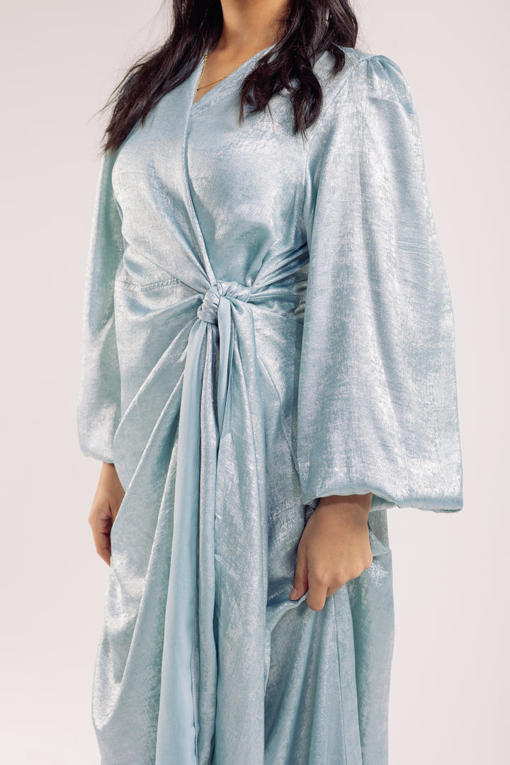 Shimmer Drape Gown in sky-blue