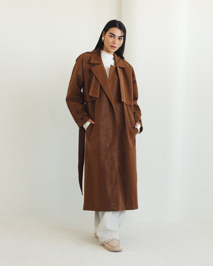 The Luxe Trench Coat In Havan