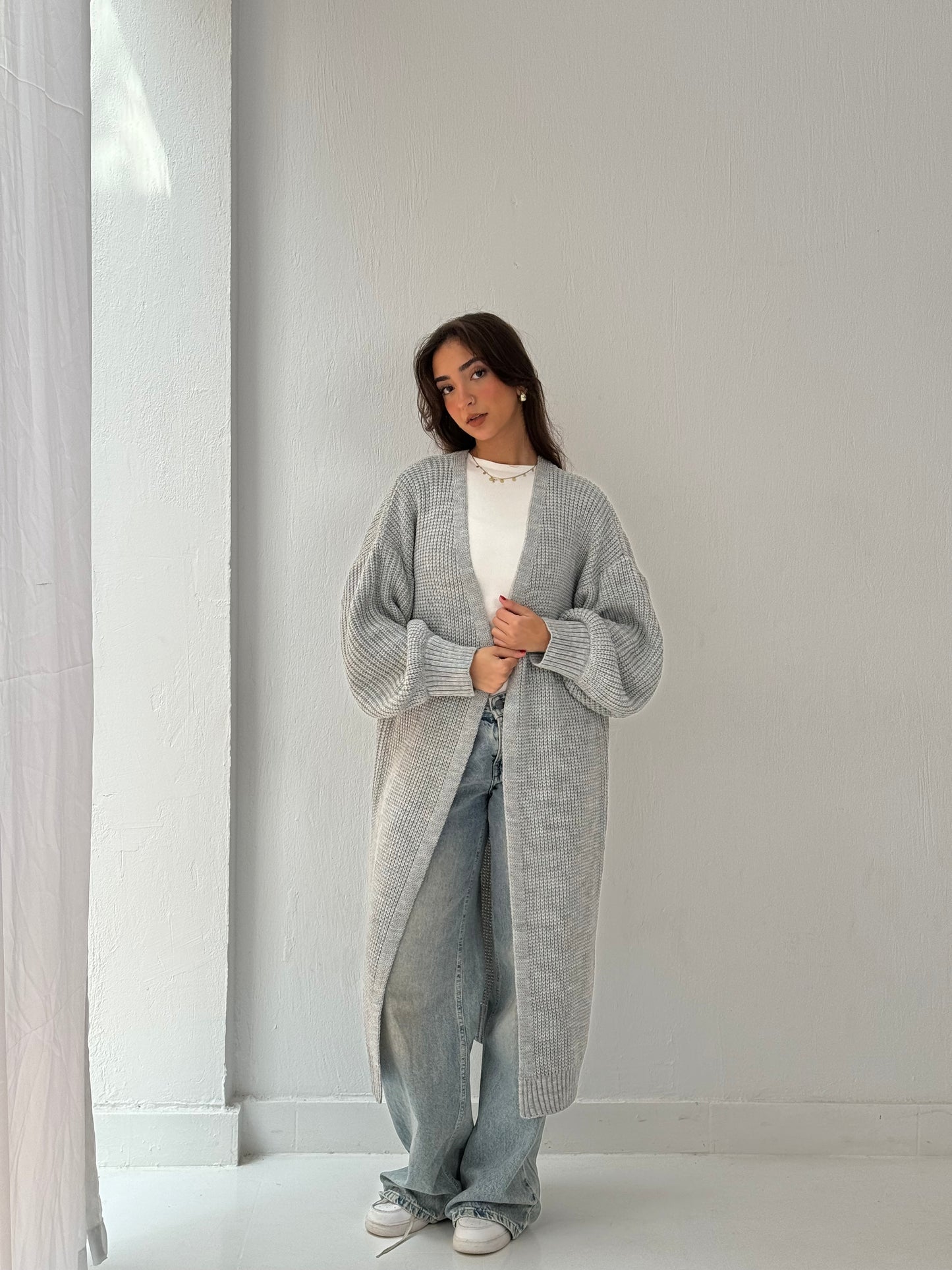 Light gray knitted cardigan