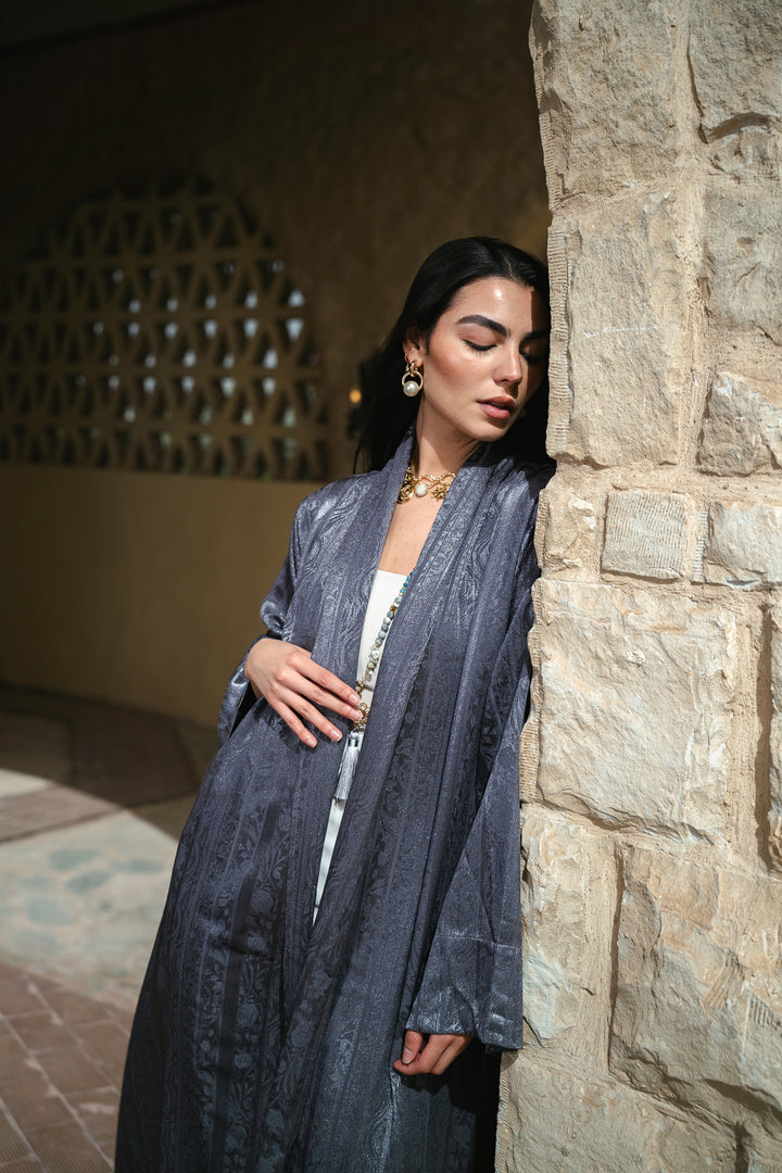 Emerald night cardigan in grey-olive