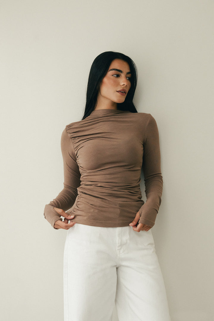 Draped top in nude
