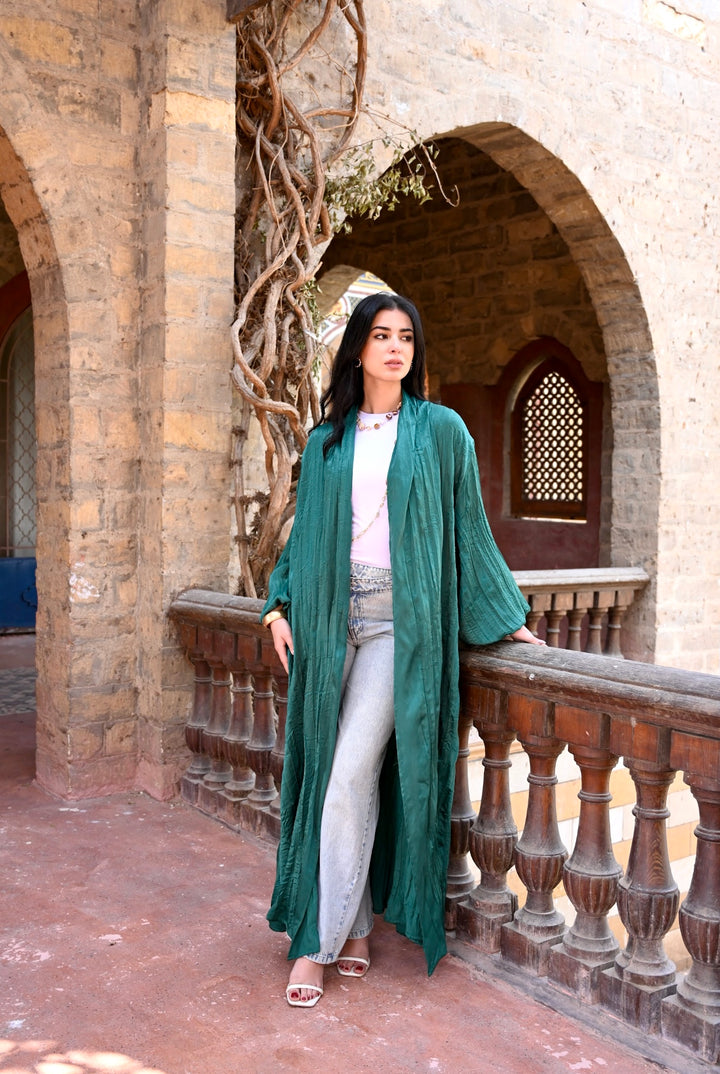 Khayal Cardigan In Emerald Green