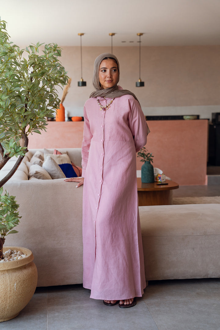 Pastel breeze linen dress in pink